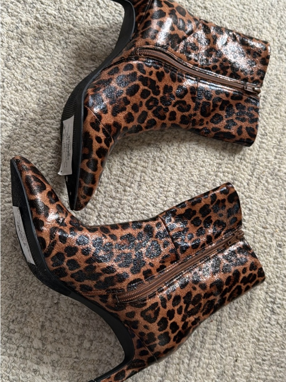 Dolce Vita Leopard Print Ankle Booties in Brown and Black